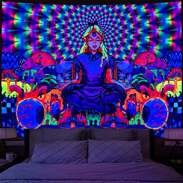Fluorescent Tapestry Wonderland Wall Hanging Luminous Bedroom Room Decor