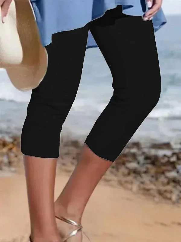 Women's Solid Color Capri Leggings