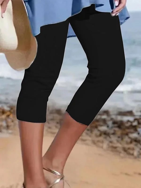 Women's Solid Color Capri Leggings