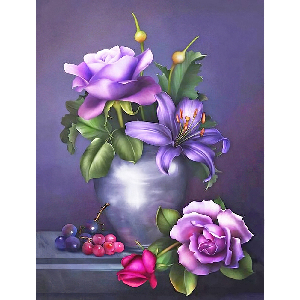 

Purple Roses - Round Drill Diamond Painting - 30*40CM, 501 Original