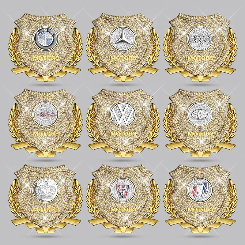Car exterior modification rhinestone metal car emblem stickers