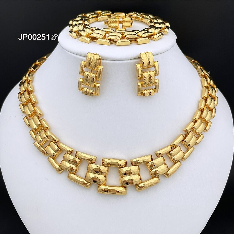 Gold Color Dubai Jewelry Sets Fashion Jewelry Necklaces Earrings For Women