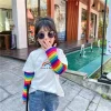 Kid Baby Girl T-shirt Casual Colorful Striped Long Sleeve Tops