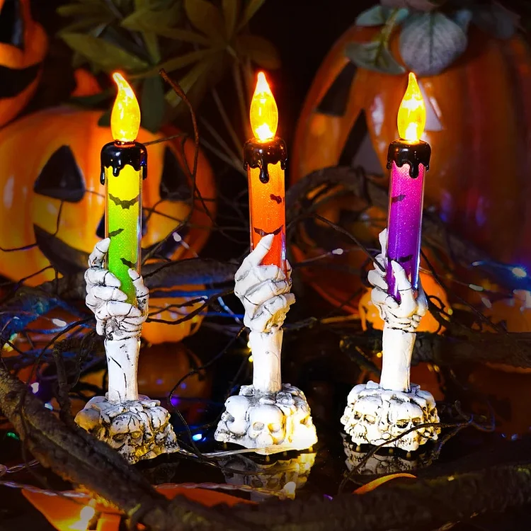 3pcs Halloween LED Candles Lights，Horror Spooky Candles for Halloween Decor