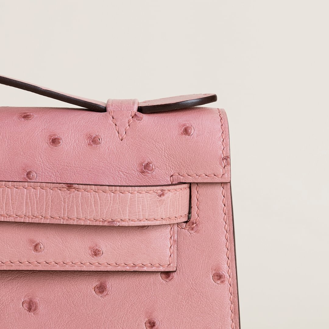 Kelly pochette Ostrich 94 Terre cuite GHW