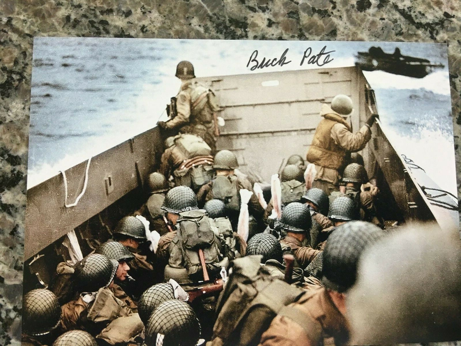 BUCK PATE US NAVY D-DAY LCT 649 VETERAN RARE SIGNED Photo Poster painting