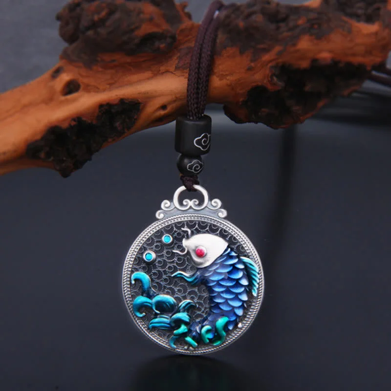 Luck Koi Fish 999 Sterling Silver Success Prosperity Necklace Pendant