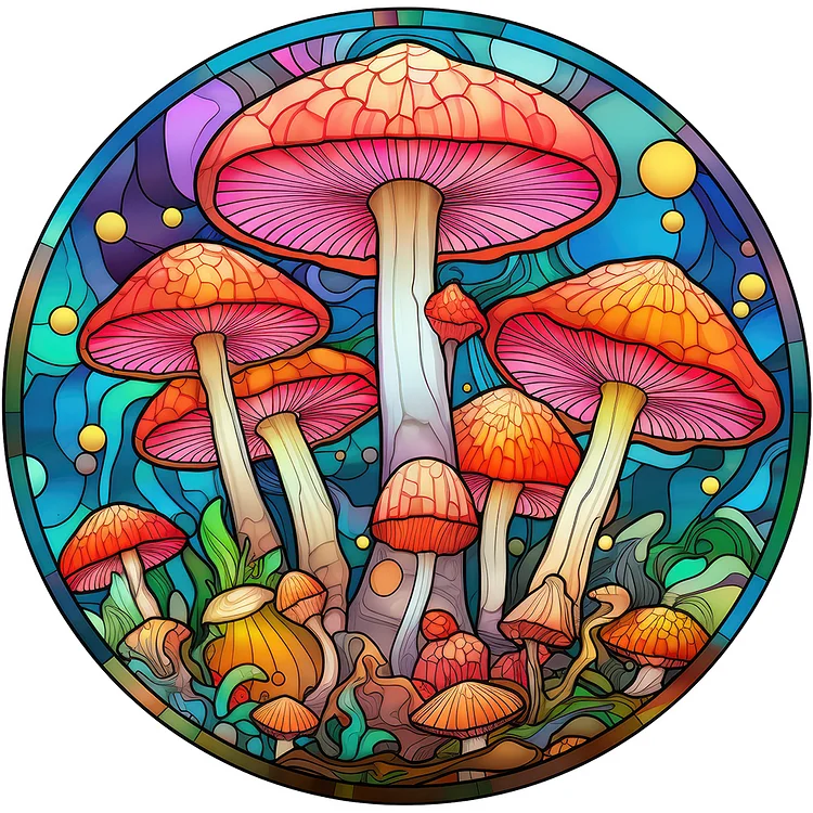Mushroom Glass Painting 30*30CM(Canvas) Full Round Drill Diamond Painting gbfke