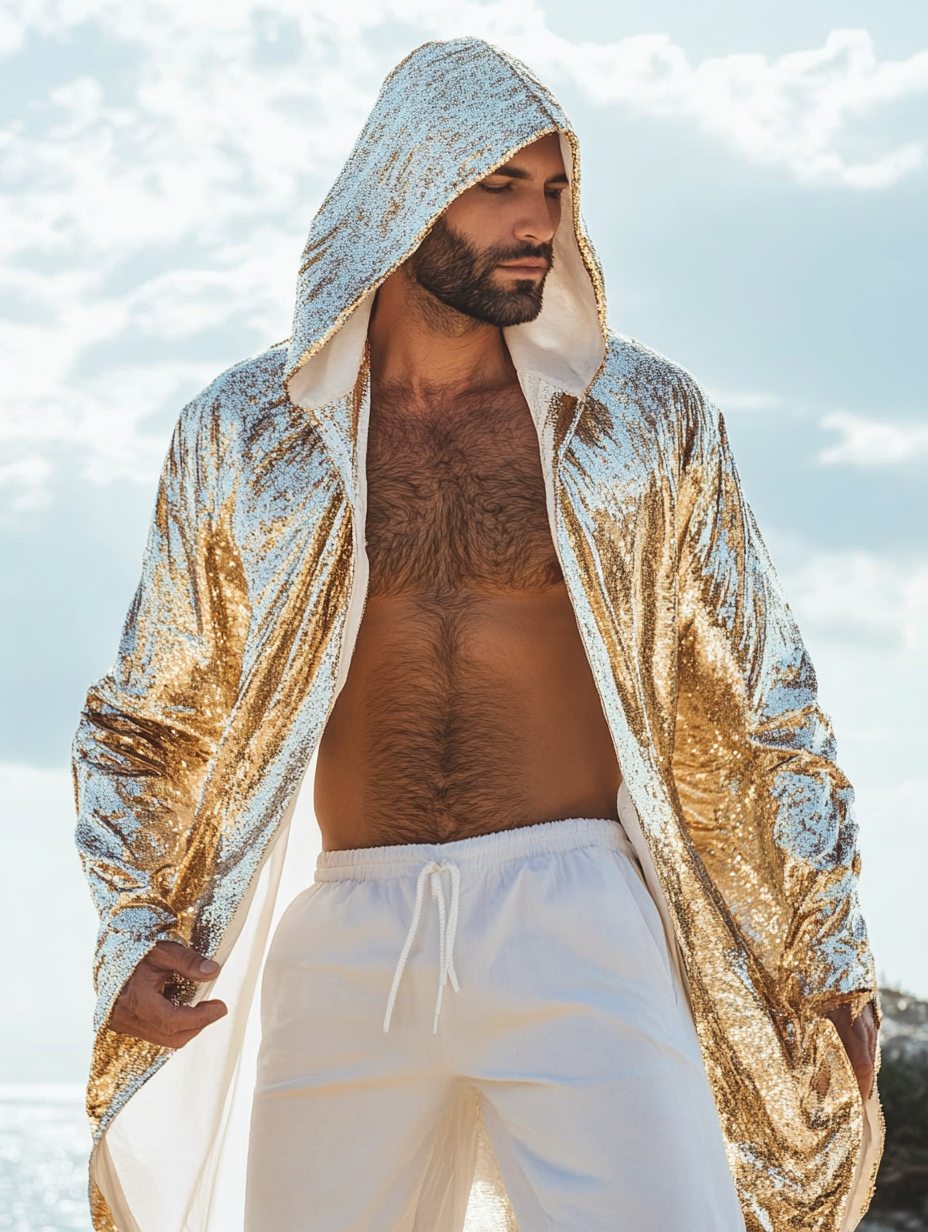 Men's Golden Time Festival Party Metallic Robe