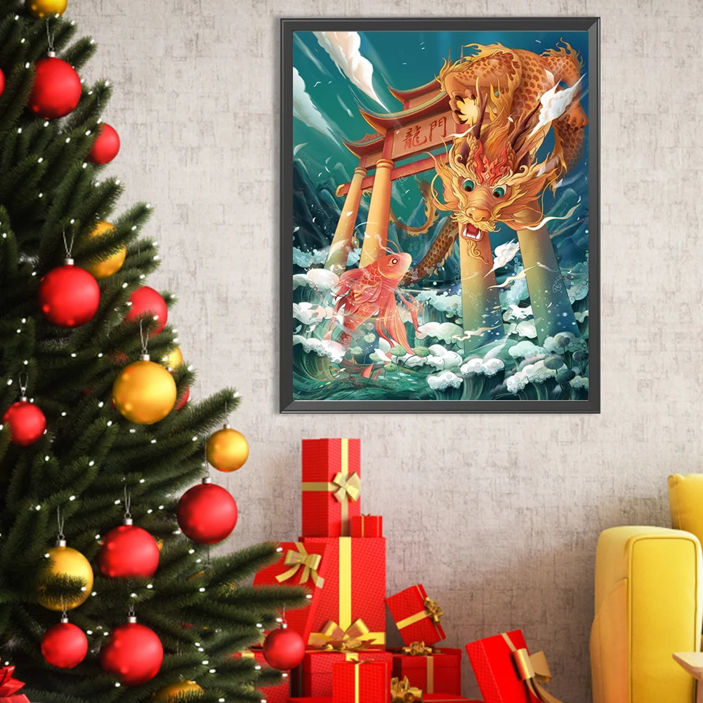 Full Round Diamond Painting 40*50cm - Fish Leaps Over Dragon Gate
