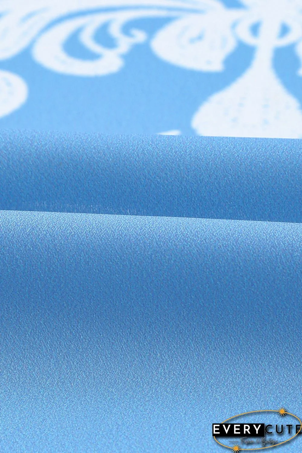 Sky Blue Retro Floral Pattern Kimono