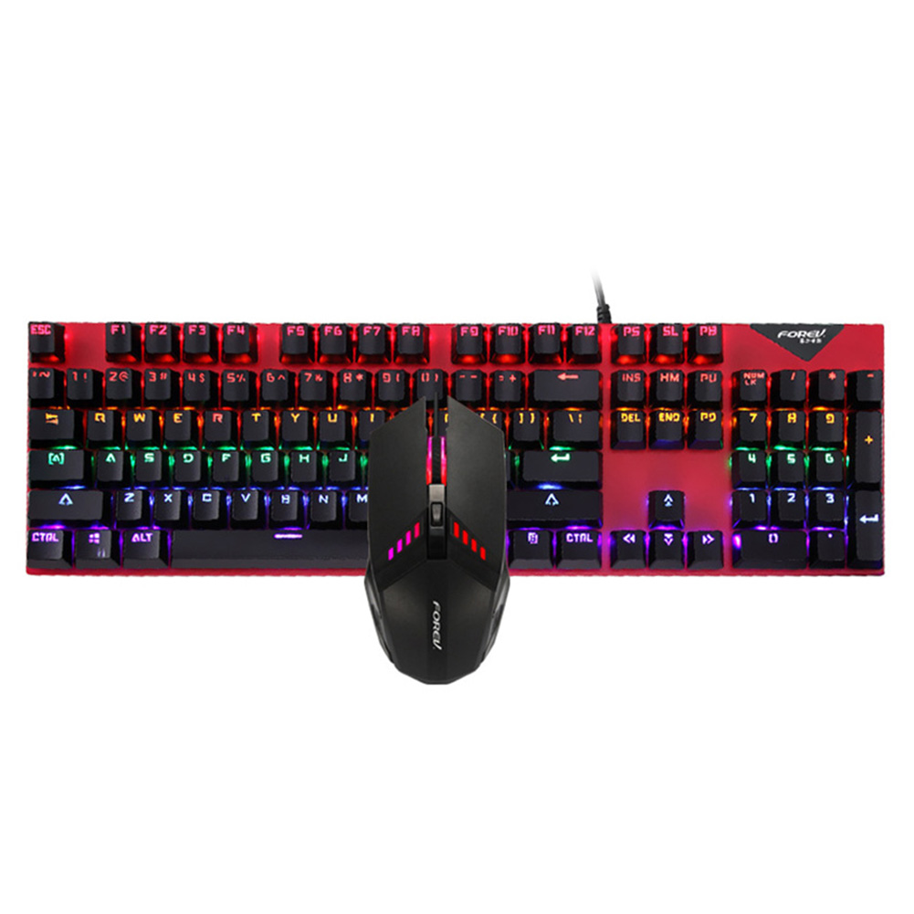 

FOREV FV-Q609 Wired Mechanical Gaming Keyboard Mouse Combo for PC, Red, 501 Original