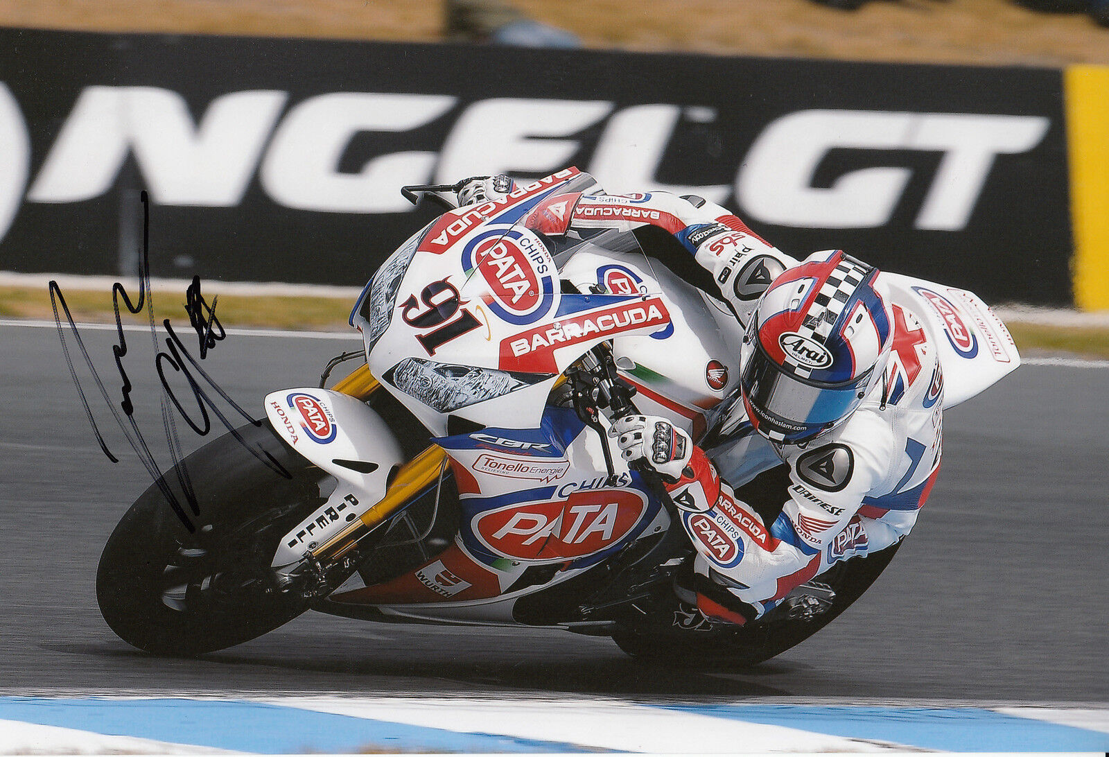 Leon Haslam Hand Signed Pata Honda 12x8 Photo Poster painting World Superbikes 2.