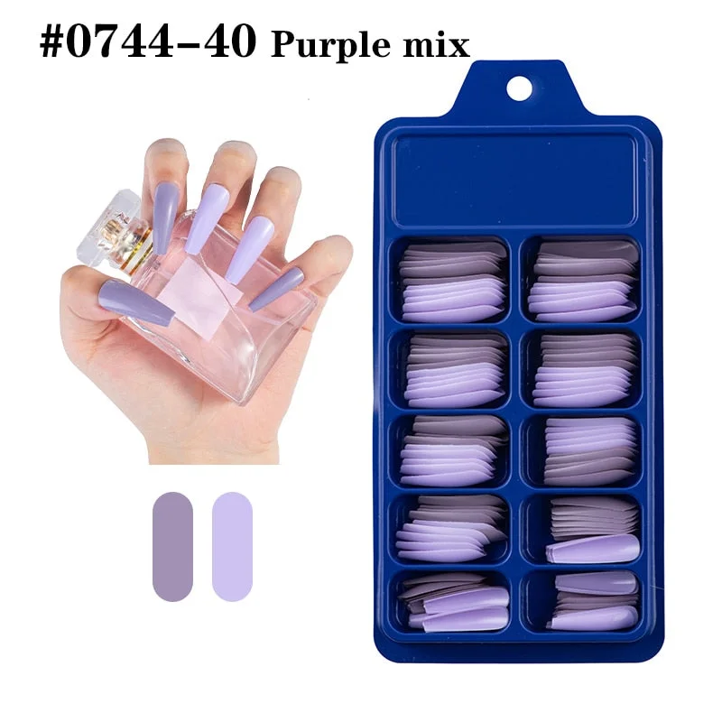 Lamemoria 100/500pcs/opp/box Fake Nails Coffin Nail Tips Press on Nails Natural Clear Long Ballerina DIY False Nail Full Cover-Nail Inspo