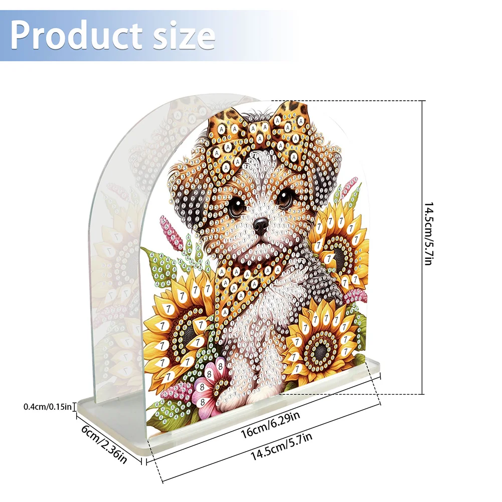 DIY Sunflower Puppy Acrylic Napkin Holder Diamond Painting Kit for Home Table Decor