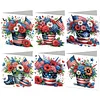 6pcs Diamond Painting Independence Day Flowers Greeting Card with Envelope for Family Friends Holiday Gift Congratulations