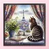 Cat By The Window-11CT Stamped Cross Stitch 40*40cm/15.75*15.75in tapestrymarket