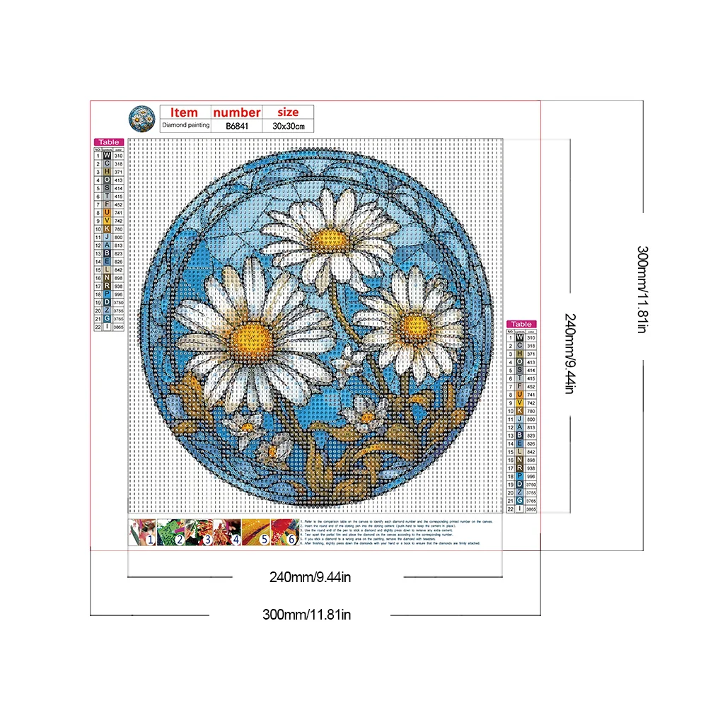 Diamond Painting - Full Round Drill - Stained Glass Flower(30*30cm)