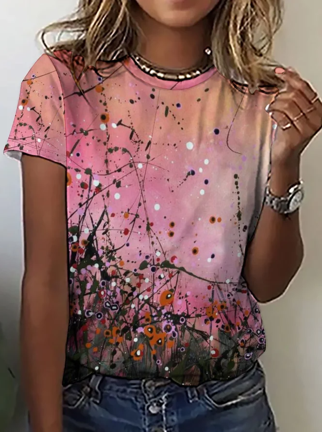 Women's Abstract Wildflower Printed T-shirt