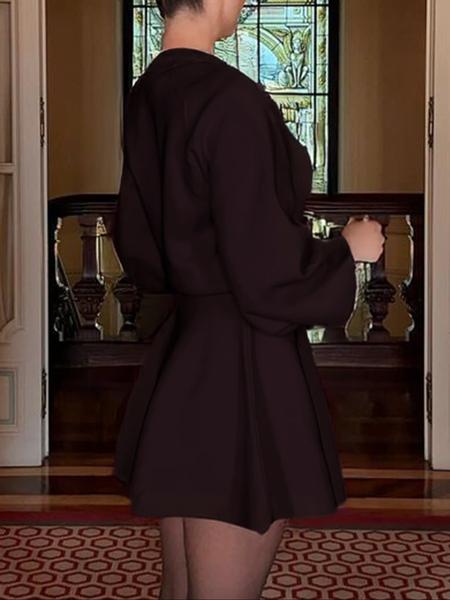 Women's Casual Half-High Neck Long Sleeve Knit Dress, Plain Color Loose-Fitting Sweater Dress, Fall & Winter Fashion Women's Casual Half-High Neck Long Sleeve Knit Dress, Plain Color Loose-Fitting Sweater Dress, Fall & Winter Fashion