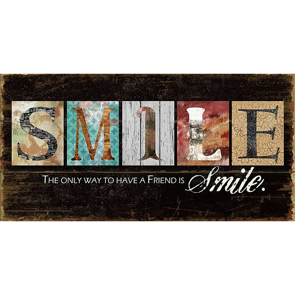 

80*40CM - Round Drill Diamond Painting - Smile Letter, 501 Original