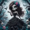 (40*40cm)Dark Skull Girl - Full Round Drill Diamond Painting