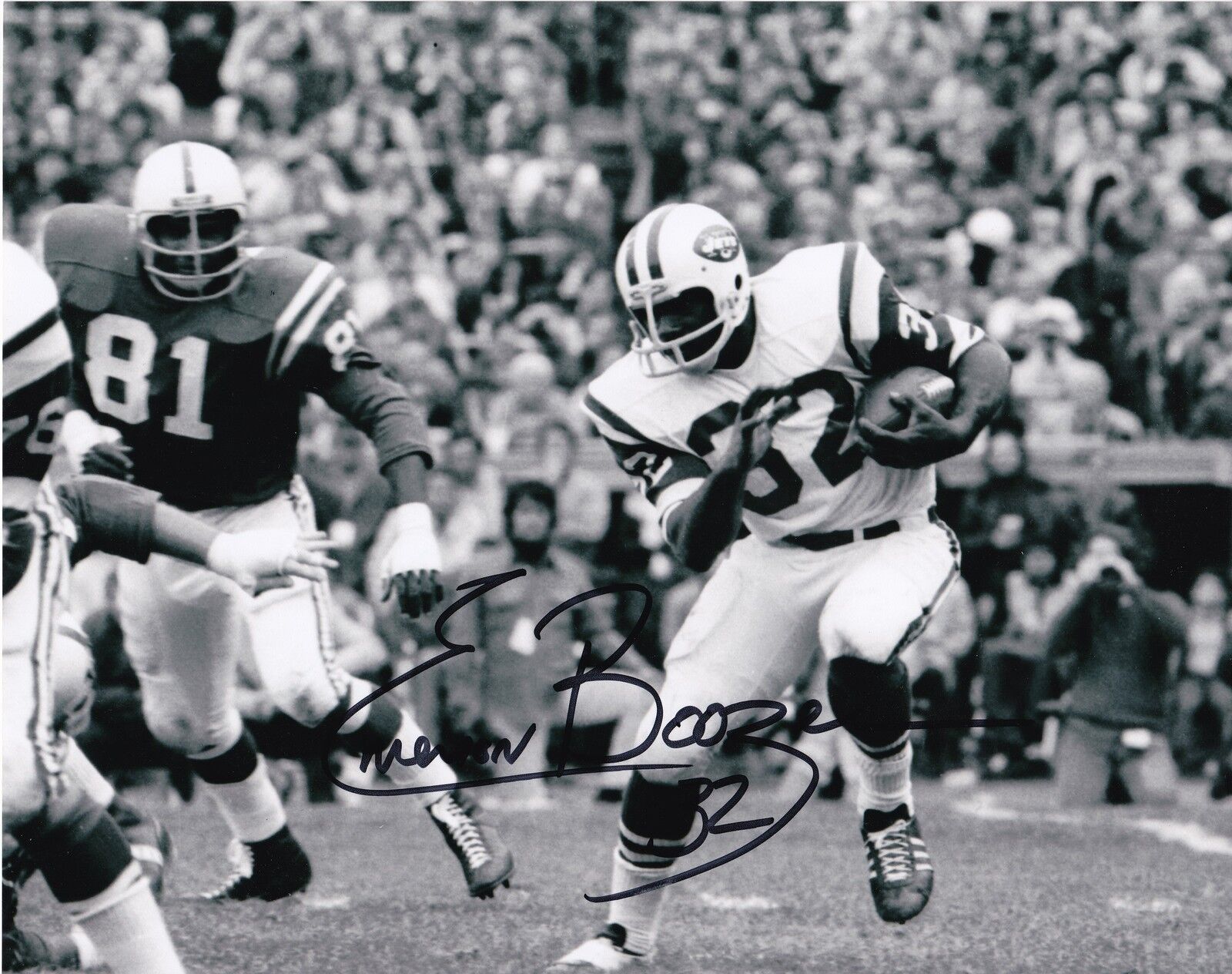 EMERSON BOOZER NEW YORK JETS ACTION SIGNED 8x10