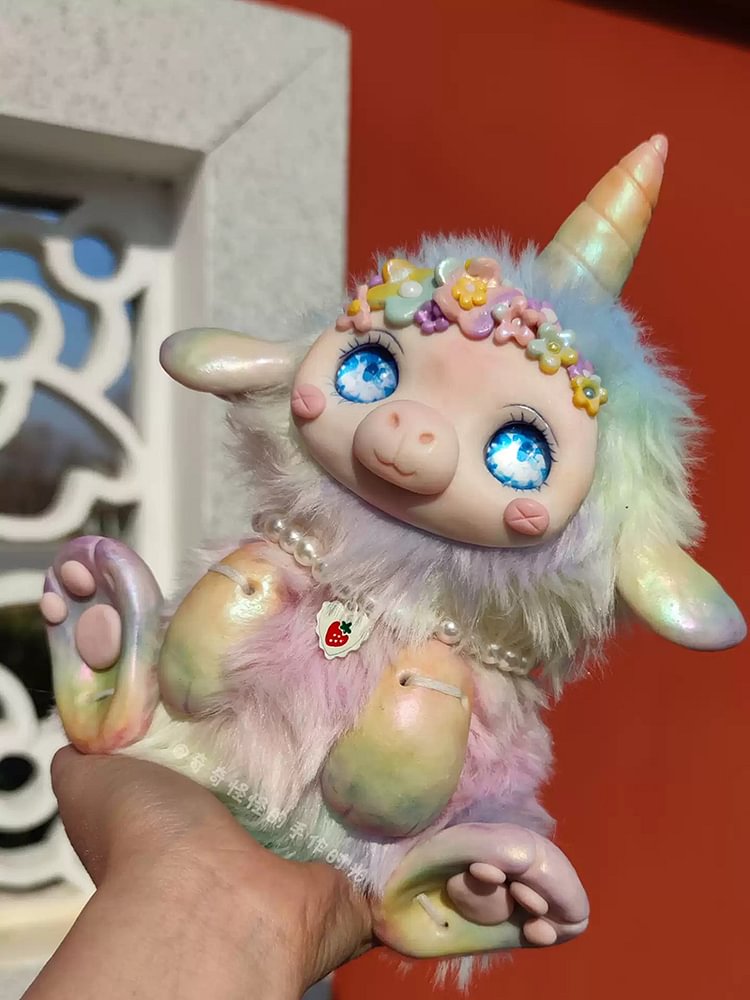 Fantasy Creature Horn Doll Mythical Creatures Cute Pink Animal Doll Handmade Gift