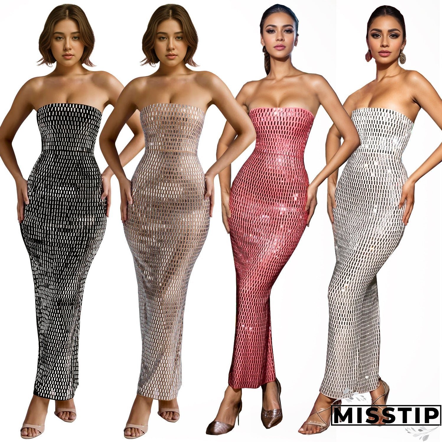 Women's Wear Solid Color Rhinestone Sleeveless Dress Dresses