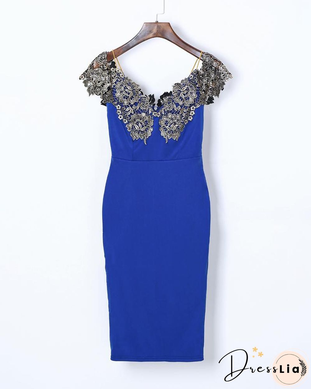 Contrast Lace Insert Bodycon Dress P11041