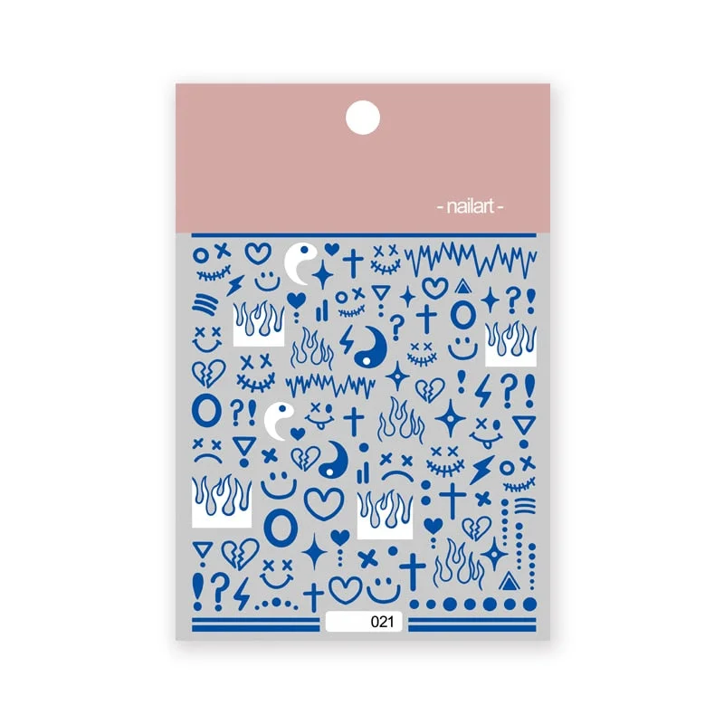 Various Patterns Smiles High Quality 3D Engraved Nail Stickers Nail Art Decorations Nail Decals Design