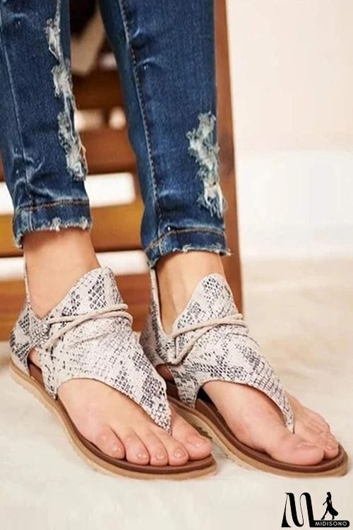 MidiSono - Lace-up Zip Flat Sandals