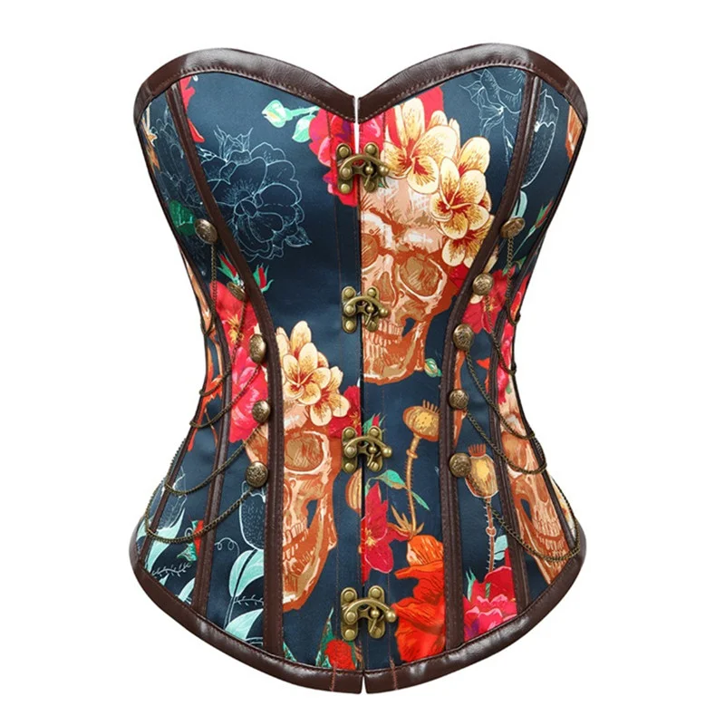 Billionm Shapewear Steampunk Clothing Floral Corset Plus Size Up boned Overbust Bustier Body Waist Shapers Underbust Belt S M L XL