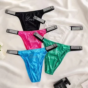 Sexy colored diamond stitching fashionable thong