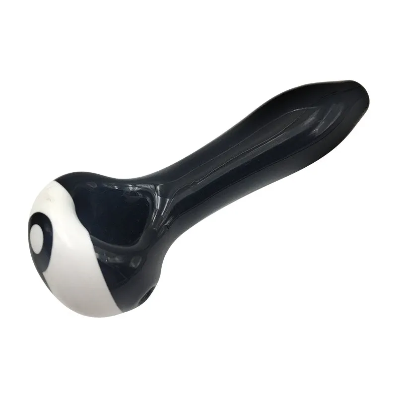 Vertical Orange Blue Colored Stripes Spoon Pipe