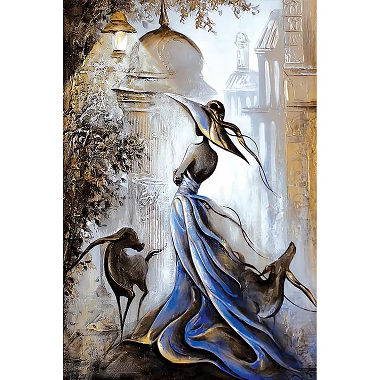 Full Round Diamond Painting - Woman In Blue Dress 60*90CM