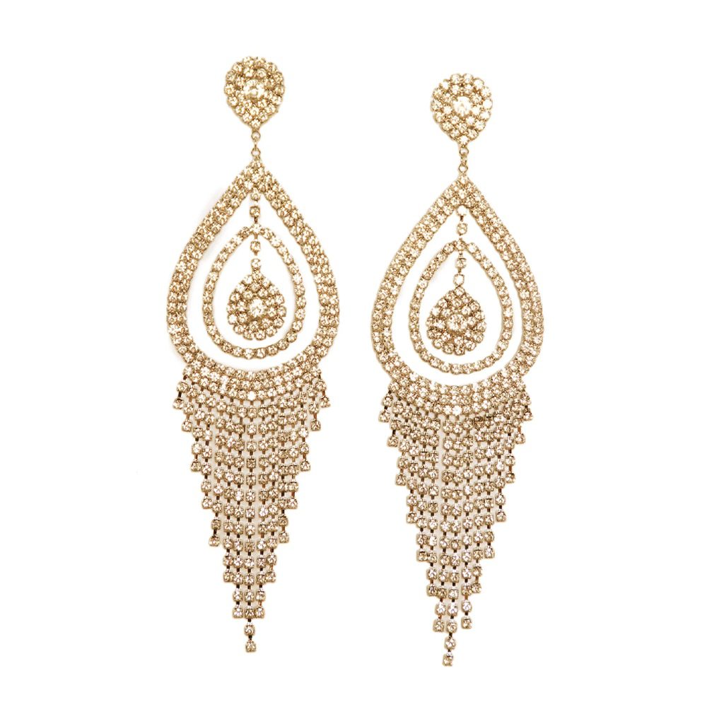 Elegant Full Rhinestone Teardrop Tassel Earrings | Oxredo Shop Ramadan Sale