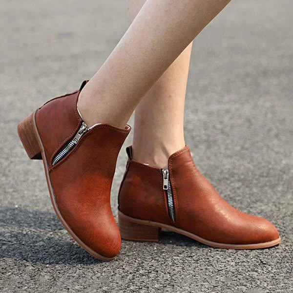 Women'S Vintage Polished Chunky Heel Ankle Boots 69880822