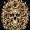 Partial Drill 5D Diamond Painting Kit Skull Abstract 30x30cm(Golden Skull)