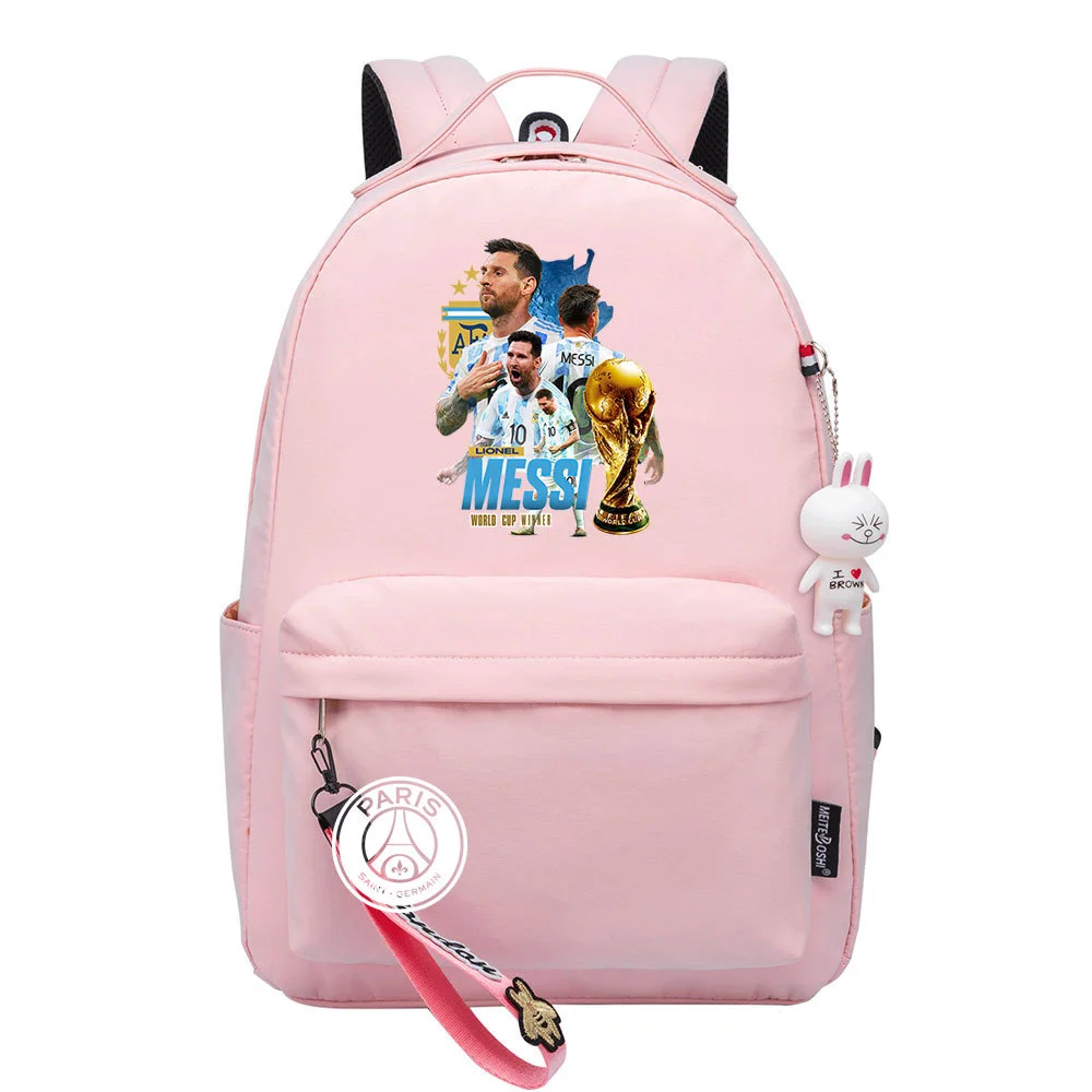 Buzzdaisy Title: Lionel Messi Backpack – Cute and Fashionable Schoolbag with Double Side Pockets for Leisure Travel