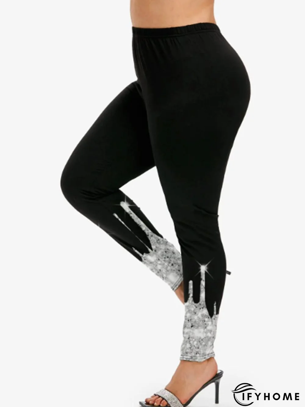 Plus Size Casual Abstract Jersey Tight Leggings | IFYHOME