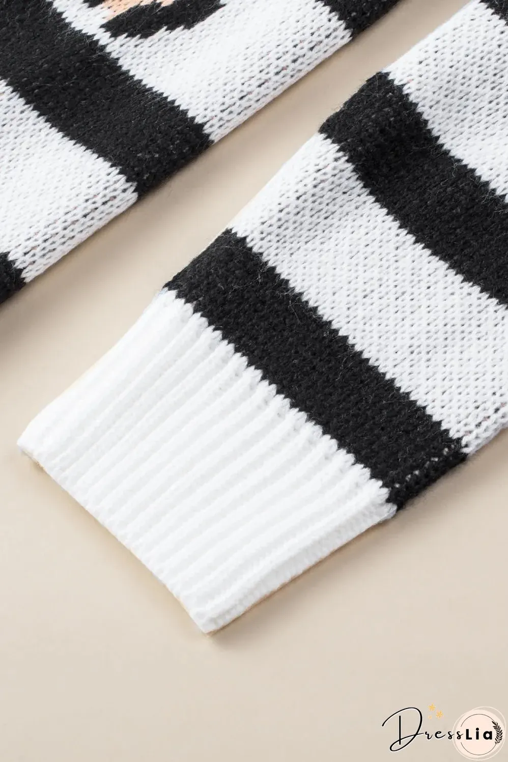 Brown Leopard Striped Mixed Print Open Front Cardigan