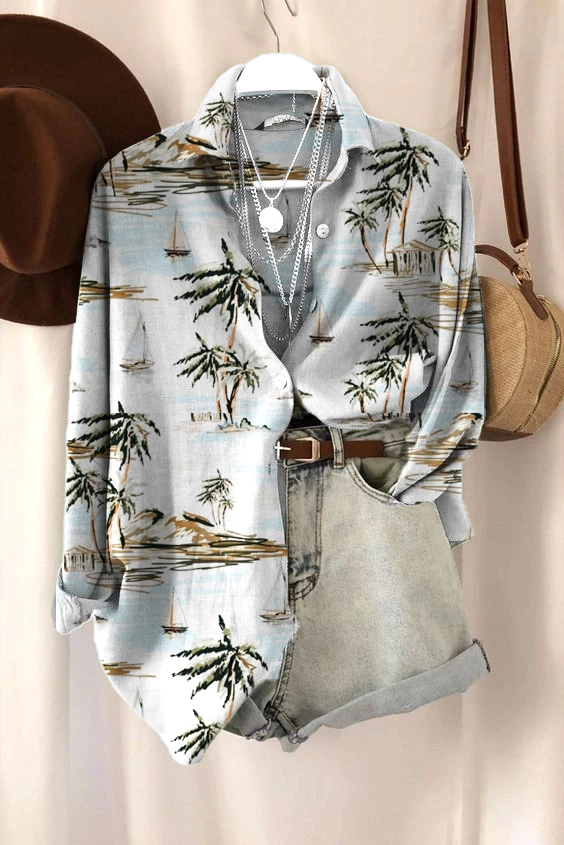 Women's Beach Hawaiian Style Vacation Travel Shirt socialshop