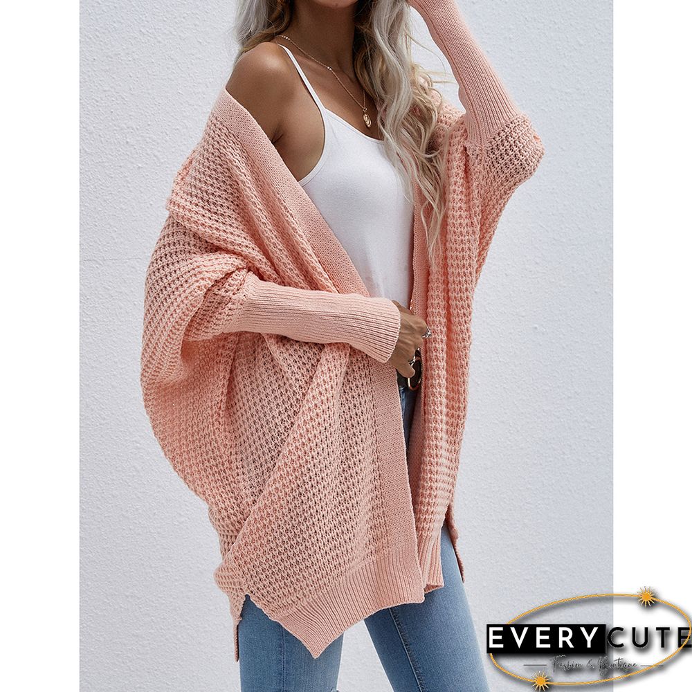 Orange Pink Drop Shoulder Oversized Long Cardigan