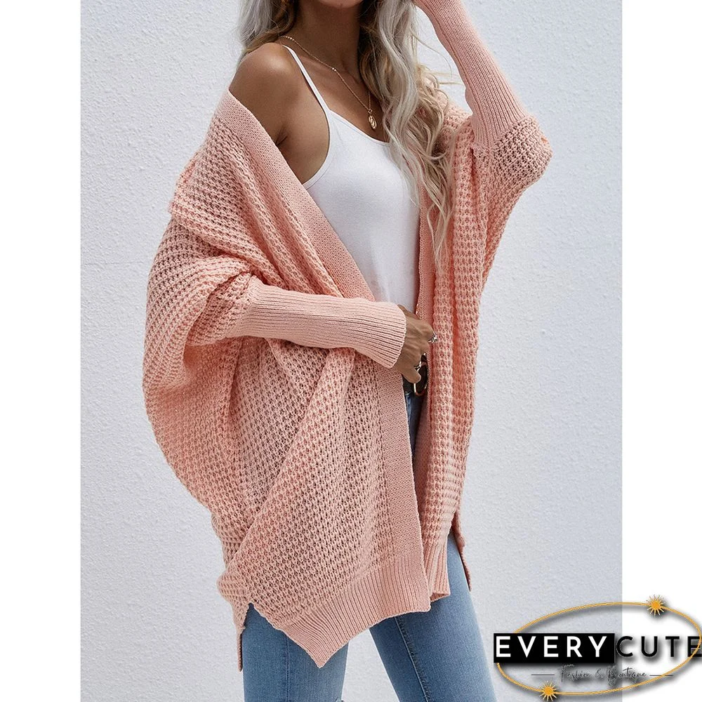 Orange Pink Drop Shoulder Oversized Long Cardigan