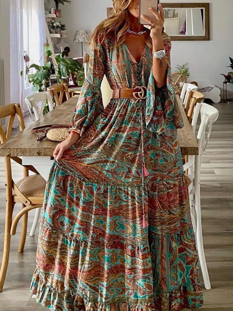 Down The West Coast Bohemia Print Maxi Dress