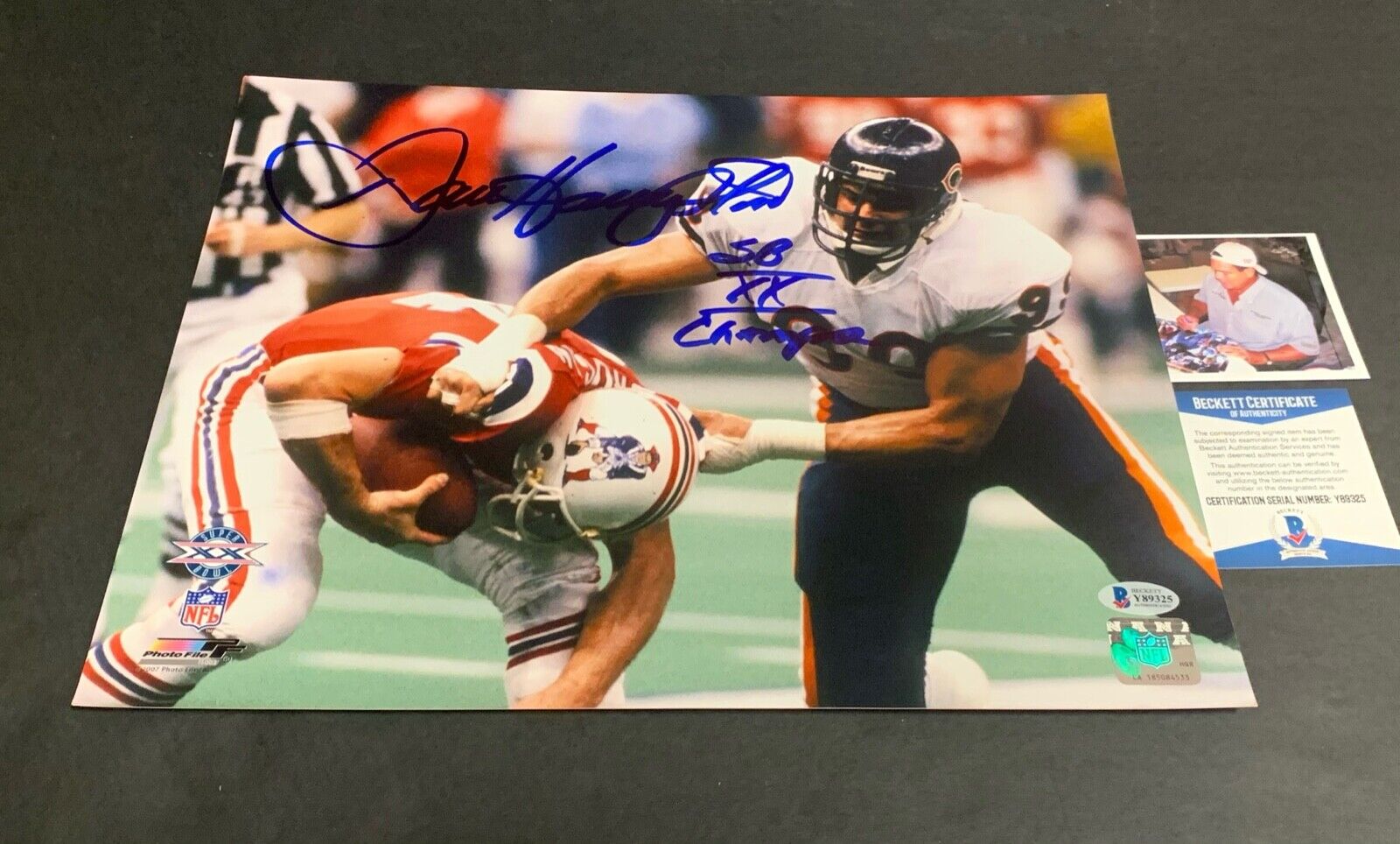 Dan Hampton Chicago Bears Autographed Signed 11x14 Beckett COA .