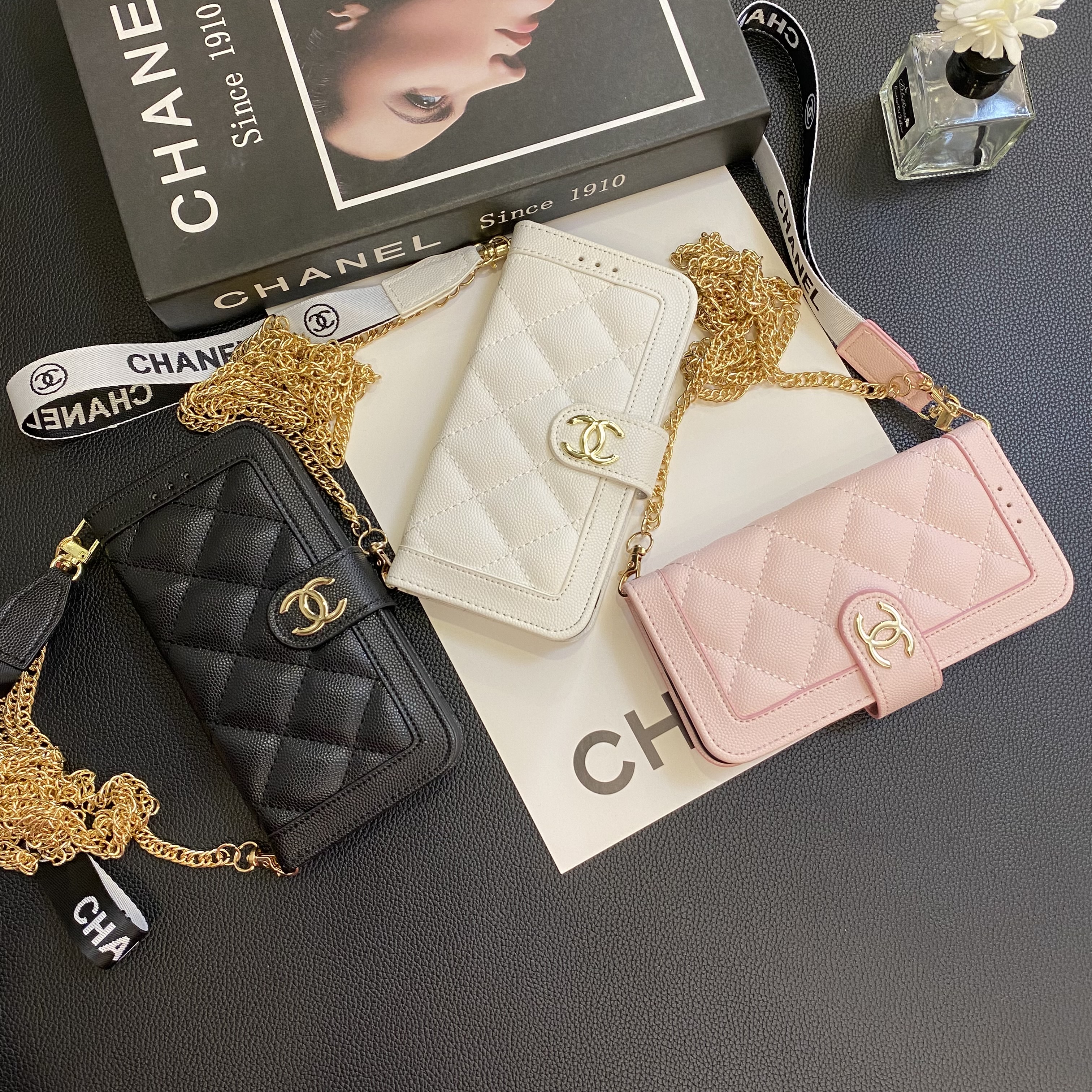 Chanel Genuine Leather Wallet Leather Crossbody Bag Apple iPhone Case