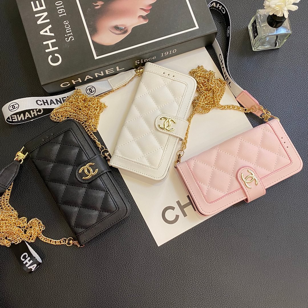 Chanel Genuine Leather Wallet Leather Crossbody Bag Apple iPhone Case