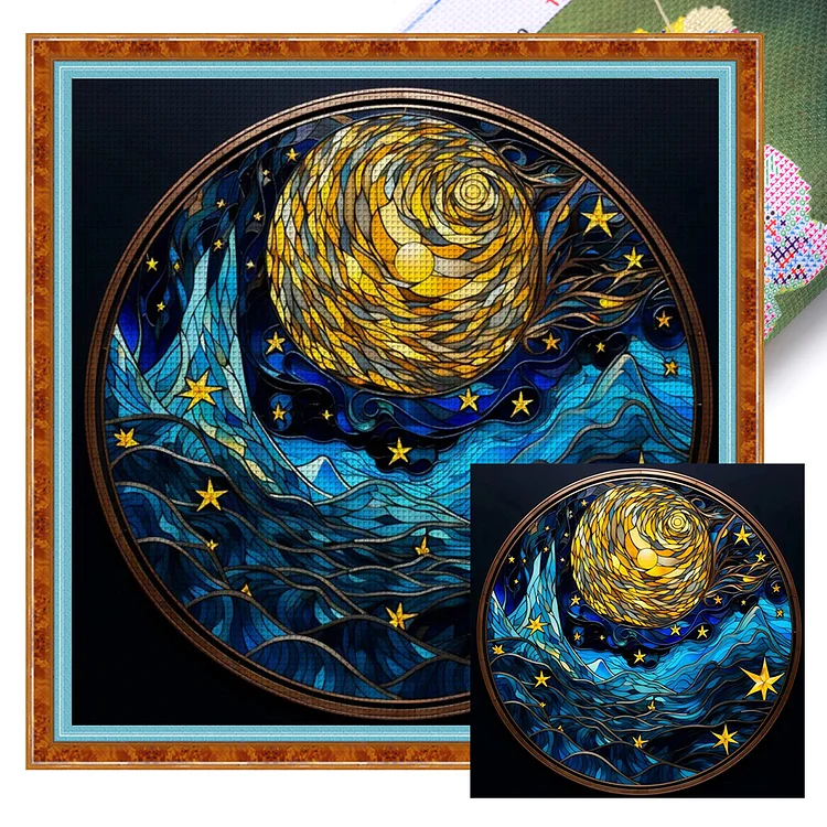 Glass Painting - Night Sky (50*50cm) 14CT Stamped Cross Stitch gbfke